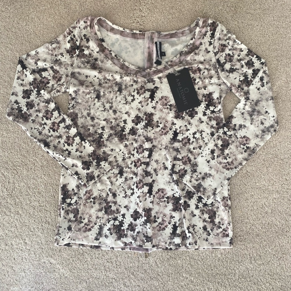 NWT anatomie floral long sleeve back zipper top size xs